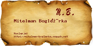 Mitelman Boglárka névjegykártya